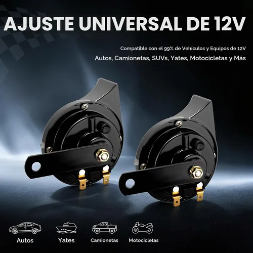 Vista 7 de Bocina de coche de 12 V, paquete de 4, bocina eléctrica súper fuerte negro (4 Pcs Black Car Horn)