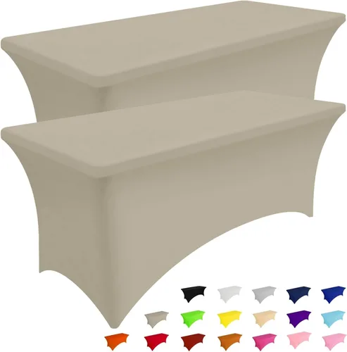 Vista 35 de Smiry Paquete de 2 Manteles de Spandex de 6 Pies, Manteles Elásticos Ajustables Extensibles, Lavables y Sin Arrugas, Cubierta Rectangular para Mesa
