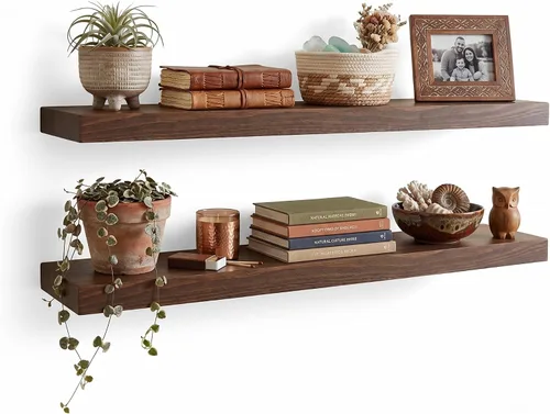 Vista 27 de joelsantiques Estantes flotantes de madera de 24 pulgadas para pared, 24 x Beige
