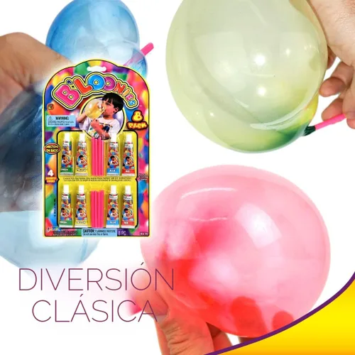 Vista 6 de JA-RU Bloonies - Paquete variado de globos mágicos de burbujas de plástico (8 tubos por paquete), súper elásticos para niños, globos inflables