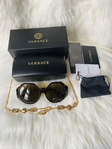 Vista 2 de Versace Lentes de sol para mujer montura Havana lentes marrón oscuro 2323in