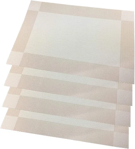 Vista 8 de Juego de 6 manteles individuales de vinilo beige resistentes al calor, antideslizantes, lavables, color beige