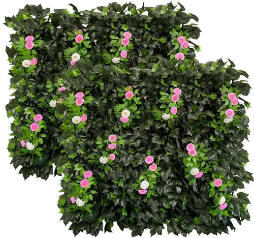 Vista 22 de Pantalla de Privacidad de Cerca Expandible para Balcón, Patio Exterior, Panel Decorativo de Cercado de Hiedra Artificial, Setos Artificiales