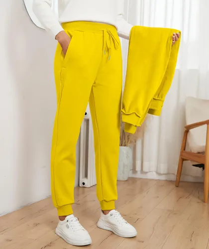 Vista 14 de MOUEEY Pantalones deportivos súper cálidos con forro de sherpa para mujer, pantalones deportivos de forro polar con bolsillos con cremallera