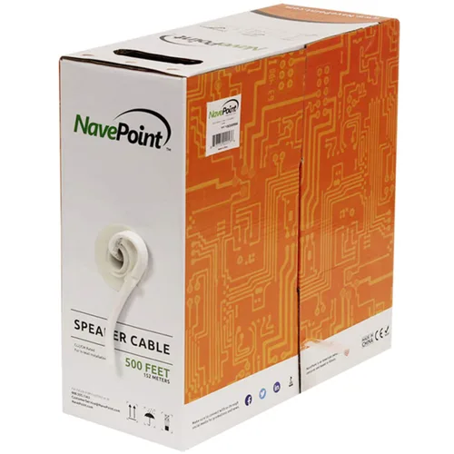 Vista 4 de NavePoint Cable de altavoz de audio de pared de 100 pies CL2 12/2 AWG calibre 2 conductores a granel transparente