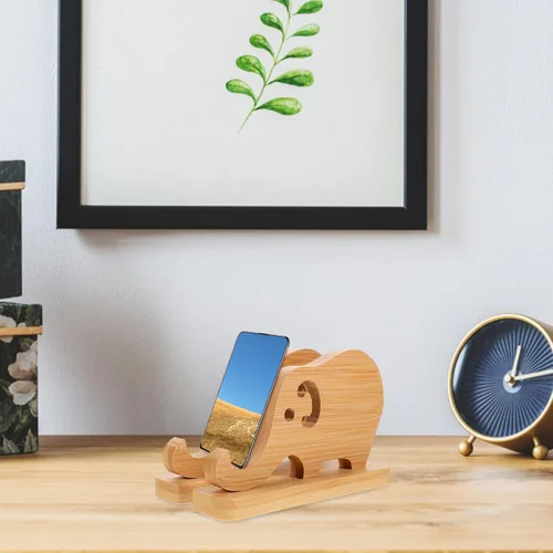 Vista 9 de UKCOCO Soporte de almohada de bambú de madera para teléfono Soporte de teléfono de elefante Soporte de teléfono Base de soporte de teléfono de bambú