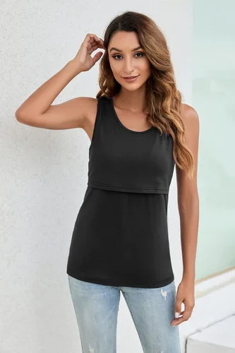 Vista 4 de Sosolism Rayon Nursing Tank Top for Breastfeeding Sleeveless Maternity Vest Pregnancy Clothes Maternity 3 Pack