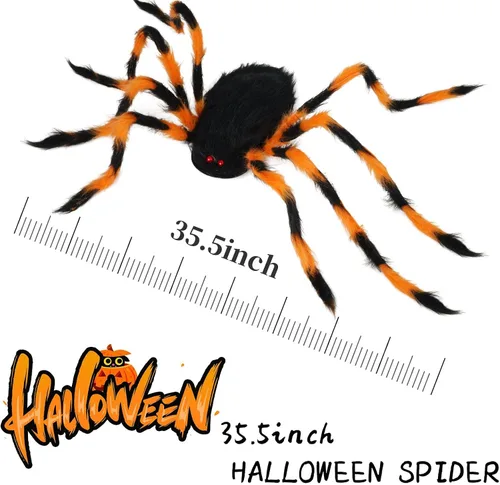 Vista 4 de Halloween Spider Backpack Spiderweb Headband Costume Halloween Giant Spider Decorations Funny Candy Bag