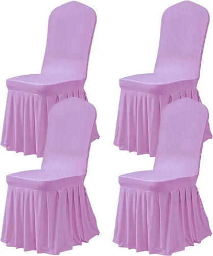 Vista 45 de Dimatic Juego de 2 fundas elásticas para sillas de comedor, fundas Parsons con falda, de elastano súper ajuste, funda protectora de asiento para Azul