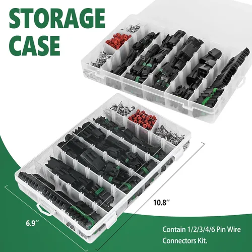 Vista 4 de 367 piezas 20 kits de conectores eléctricos automotrices impermeables 1/2/3/4/6 pines macho y hembra 22-14AWG arnés de cables conector de bujía