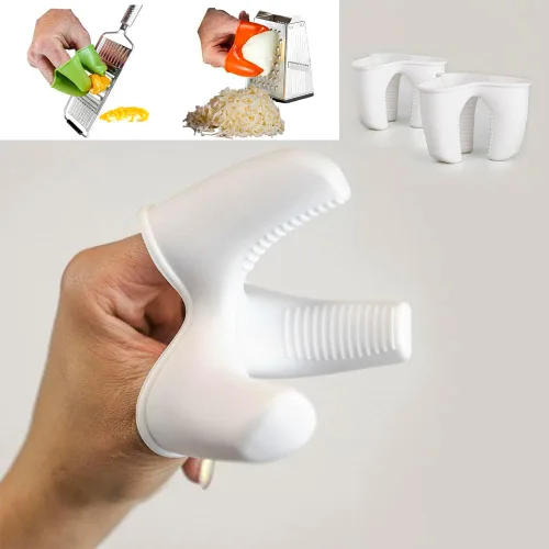 Vista 6 de Protector de dedos de silicona para rallar queso y verduras con cortador de mandolina, accesorios de cocina, paquete de 2