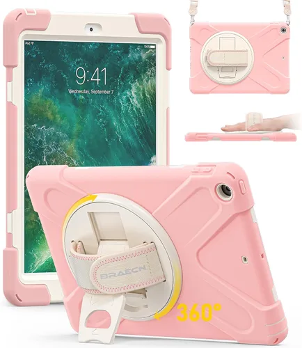 Vista 11 de BRAECN Funda para iPad 6ª/5ª Generación, Funda iPad 9.7 2018/2017 - Resistente a Prueba de Golpes con Soporte para Lápices, Correa de Hombro