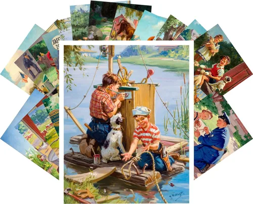 Vista 10 de PIXILUV Postales vintage 24 unids American Life Fifties Vintage Magazine Illustration Family Magazine Covers