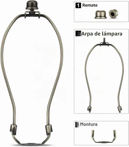 Vista 2 de Kit de soporte de arpa de lámpara de 8 pulgadas con remate y base de sillín desmontable de alta resistencia, juego de 2 accesorios de iluminación