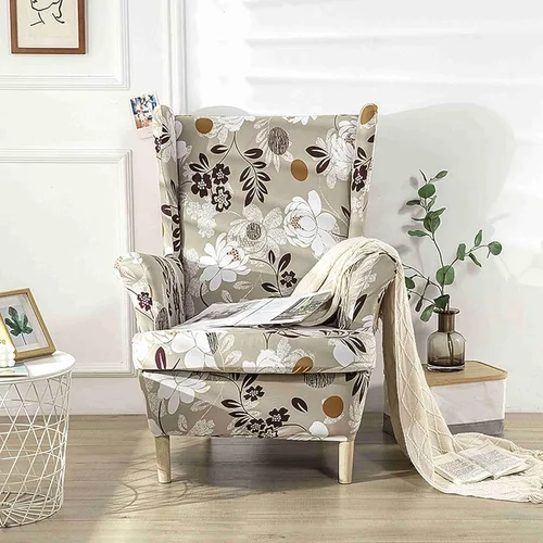 Vista 15 de Morbuy Fundas para silla con respaldo de alas de 2 piezas, funda moderna para silla con respaldo de ala, funda elástica para silla con respaldo