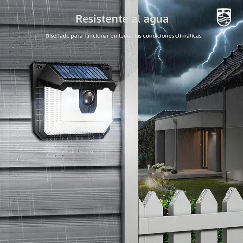 Vista 8 de Philips Luces solares con sensor de movimiento para exteriores, 120 luces LED de seguridad alimentadas por energía solar, 3 modos de iluminación