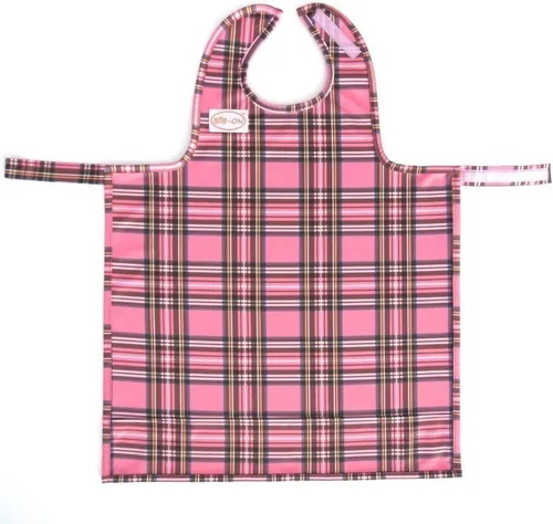 Vista 14 de BIB-ON, Combinación de babero y delantal de cobertura completa para bebés, bebés y niños pequeños de 0 a 4 años. Cuadros azules