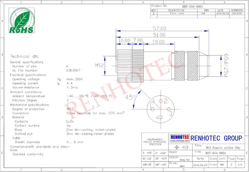 Vista 5 de Elecbee 5 unids Profibus M12 A Código Campo Cable Conector 4 Pin hembra Asamblea Enchufe Shiled para 22AWG 0.34mm² Cable