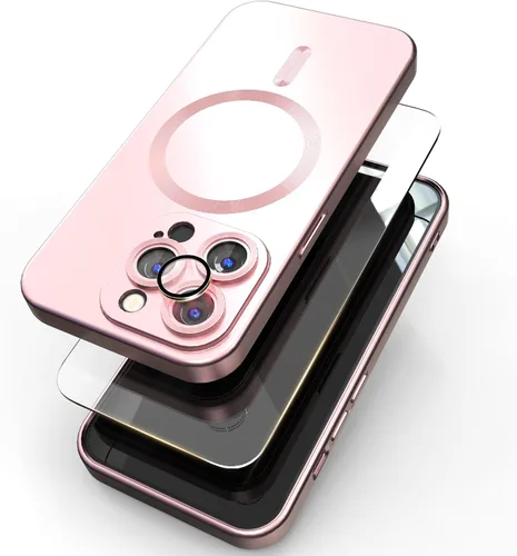 Vista 7 de Funda magnética para iPhone 15 Pro Max, funda magnética delgada metálica mate TPU [compatible con accesorios Magsafe], protector de pantalla