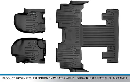 Vista 5 de SMARTLINER Alfombrillas de Piso Juego de Revestimiento de 3 Filas Compatible con Ford Expedition 2018-2025 Ford Expedition 2018 - 2024