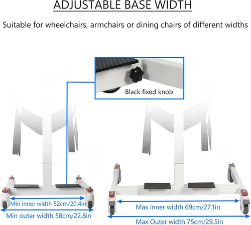 Vista 6 de Silla elevadora de paciente, silla de ruedas elevadora para el hogar, silla portátil de transferencia para ancianos, altura ajustable con dos