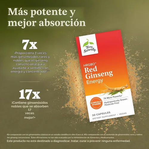 Vista 3 de Terry Naturally Ginseng rojo HRG80 - Soporte de energía y enfoque - 30