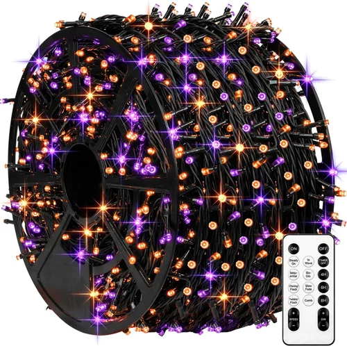 Vista 17 de Luces de Navidad, 1000 luces LED de 328 pies para árbol de Navidad enchufables con 8 modos, control remoto, tira de luces de Navidad impermeables