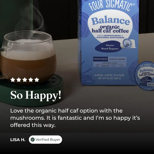 Vista 10 de Four Sigmatic Adaptogen Coffee K-Cups Café molido orgánico de tostado medio con Ashwagandha, Eleuthero, Chaga y Tulsi Apoyo inmunológico