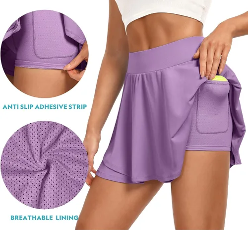 Vista 4 de IUGA Faldas de tenis para mujer con bolsillos, pantalones cortos atléticos para golf, faldas para mujer, de cintura alta, para correr, entrenamiento