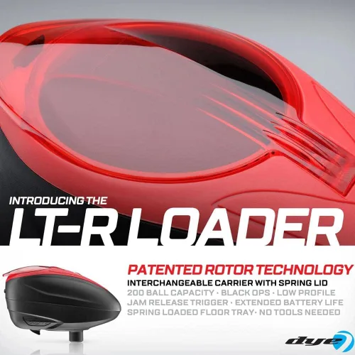 Vista 2 de Dye LT-R - Cargador electrónico para paintball con alimentación rápida - Rojo con alimentación rápida negra