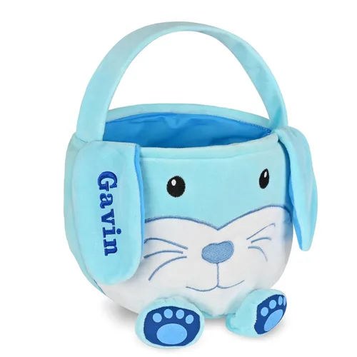 Vista 12 de Cesta de Pascua personalizada para niños, conejo rosa