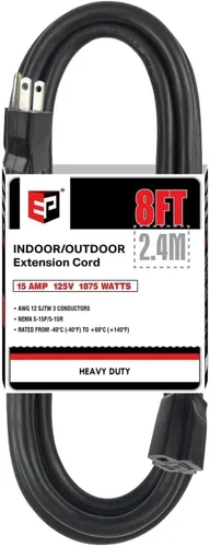Vista 24 de EP 50 Ft Heavy Duty Outdoor Extension Cord, 12/3 SJTW Black 3-Prong Negro