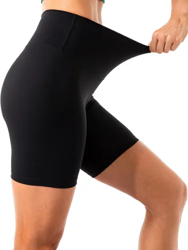 Vista 5 de Lavento - shorts para ciclismo, yoga, para mujer con sensación de segunda piel, cintura alta, ultrasuave, tiro de 56 pulgadas.