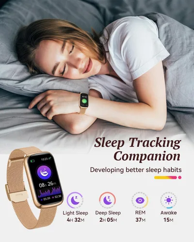 Vista 5 de Rastreador de actividad física para mujer: rastreador de actividad física con monitor de frecuencia cardíaca 24/7 SpO2, rastreador de pasos