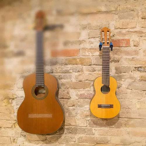 Vista 2 de Soporte de pared para gancho de guitarra, bloqueo automático, gancho de gravedad giratorio 45 grados con tela de felpa suave y base de madera