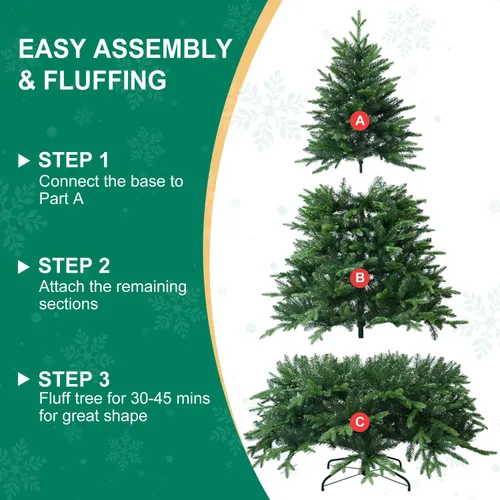 Vista 7 de Treepool Árbol de Navidad Artificial de 4 Pies con 668 Puntas de Ramas Mixtas PE y PVC, Árboles Falsos de Navidad de Abeto Premium con Bisagras Sin