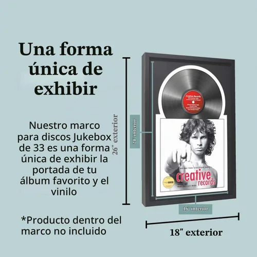 Vista 2 de Creative Picture Frames Marco de vinilo Jukebox de 16 x 24 pulgadas con doble paspartú, marco de álbum de discos LP para decoración de pared