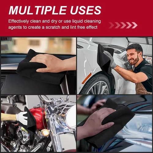 Vista 5 de Oudain 200 piezas de paño de limpieza de microfibra, toallas de microfibra de 40,6x40,6 cm para auto, súper absorbentes, trapos de limpieza