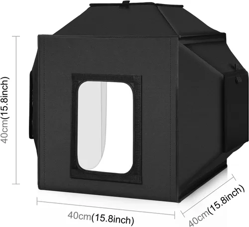 Vista 9 de Caja de Luz Portátil Glendan para Fotografía: Caja de Foto Profesional Ajustable de 16"x16" con Luces LED CRI 480 de Alta Calidad - Caja de Luz
