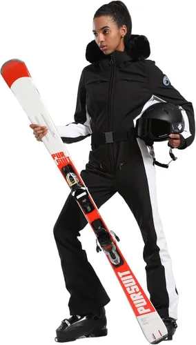 Vista 111 de GSOU SNOW Traje de esquí para mujer, traje de nieve de una pieza, para snowboard, delgado, aislante, impermeable, resistente al viento