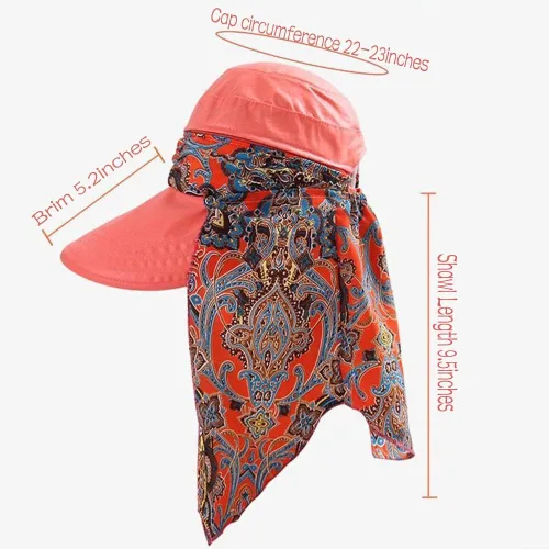 Vista 5 de Sombrero de sol plegable multifuncional con protección solar UPF 50+ para mujer, impermeable, transpirable, cuello facial