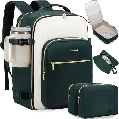 Vista 13 de LOVEVOOK Mochila de viaje grande para mujeres y hombres, mochila de transporte de 40 litros para aviones, bolsa de viaje para artículos personales