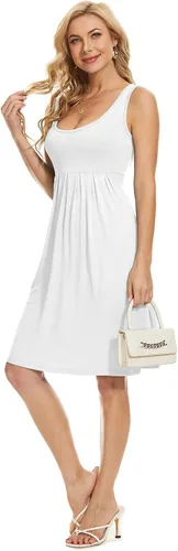 Vista 4 de Vestido de verano para mujer, casual, sin mangas, plisado, vestidos de playa