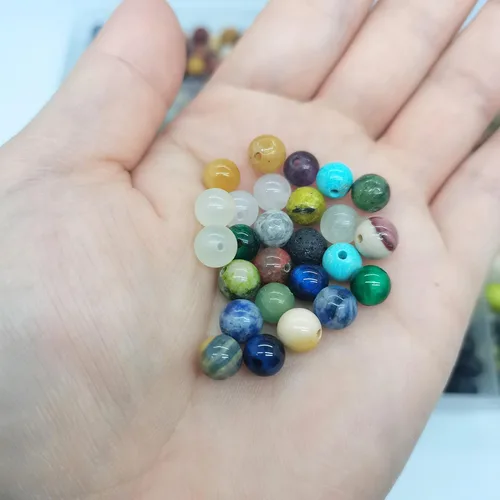 Vista 7 de 720 cuentas de piedra redonda natural de 0.236 pulgadas, agujero de cuentas de 0.039 pulgadas (0.039 in), piedra energética curativa para pulseras