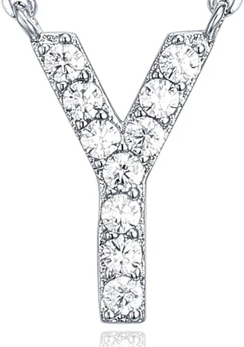 Vista 124 de PAVOI 14K White Gold Plated Cubic Zirconia Initial Necklace Letter Dainty Necklaces for Women