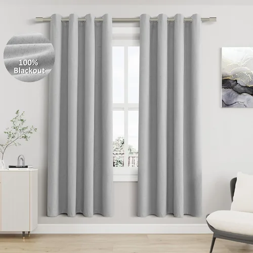 Vista 86 de Beige White Linen Blackout Curtains 90 Length 2 Panels Set for Living Room Bedroom, 100% Black Out Thermal Insulated Linen Drapes, Room Darkening