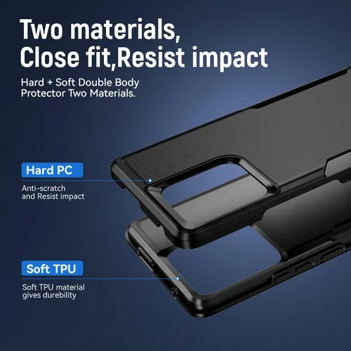 Vista 3 de Funda para Moto Edge Plus 2023, Moto Edge+ 2023, con protector de pantalla, resistente, resistente, a prueba de golpes, funda protectora para Negro