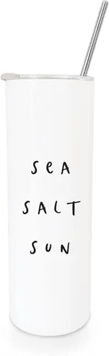 Vista 10 de The Cotton & Canvas Co. I Sea You - Vaso de verano de acero inoxidable con aislamiento al vacío con popote de metal y tapa de cierre deslizante