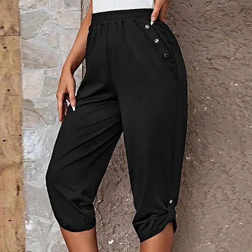 Vista 94 de Pantalones capri para mujer, estilo casual, de verano, elásticos, de cintura alta, pantalones de yoga, ajuste atlético, pantalones deportivos
