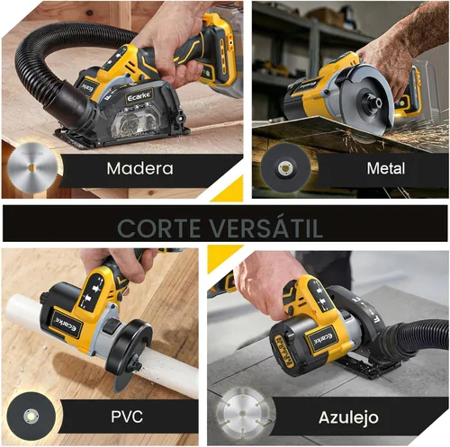 Vista 7 de Ecarke Herramienta de corte inalámbrica compatible con batería DeWalt de 20 V, motor sin escobillas de sierra circular de 3 pulgadas con cuchillas